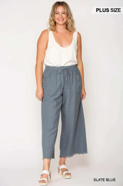 Frayed Wide Leg Pants With Pockets - Purcell's Clothing Company