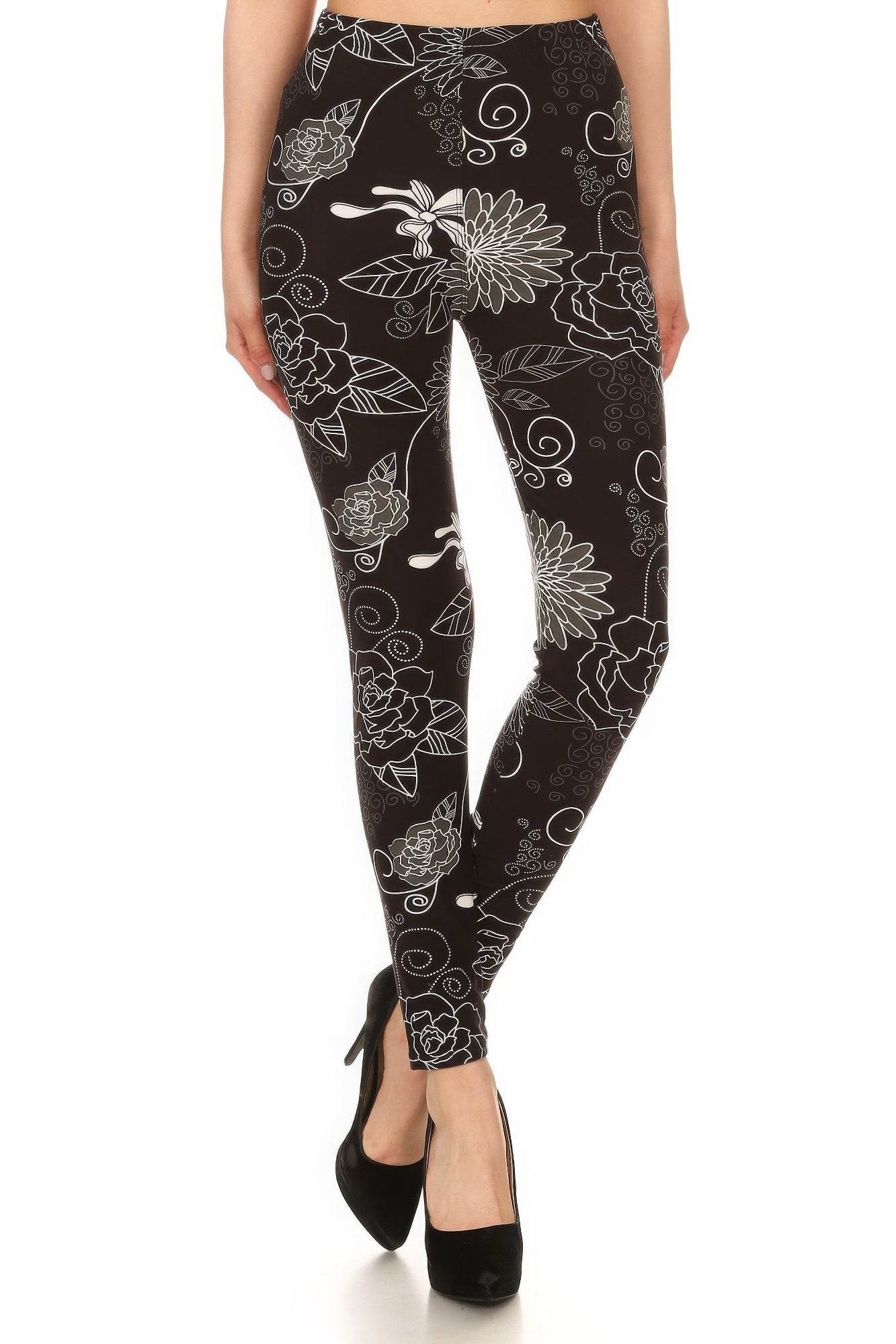 Super Soft Peach Skin Fabric, Multi-color Printed Knit Legging With Elastic High Waist Band - Purcell's Clothing Company