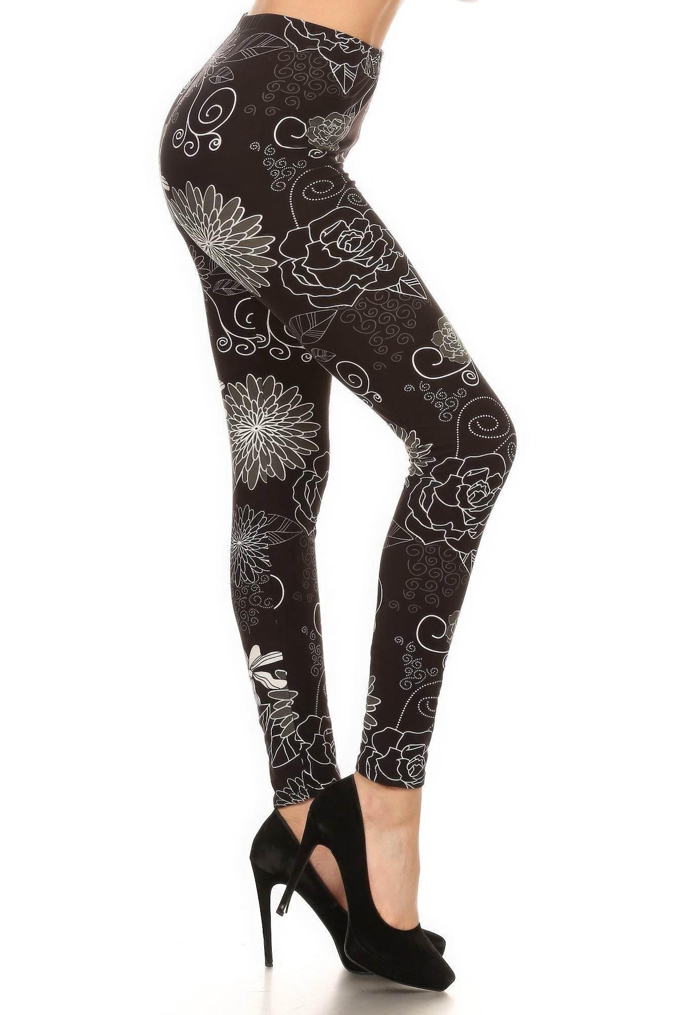 Super Soft Peach Skin Fabric, Multi-color Printed Knit Legging With Elastic High Waist Band - Purcell's Clothing Company