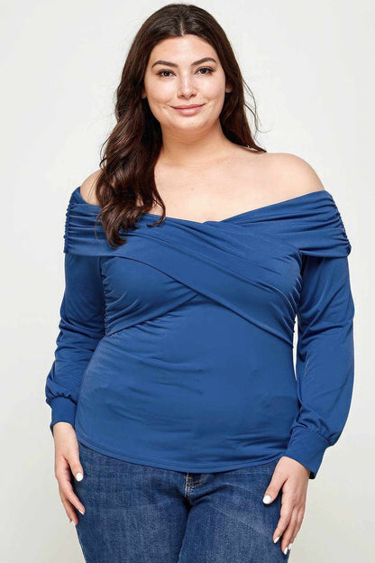 Plus Size Solid Wrap Dressy Top - Purcell's Clothing Company