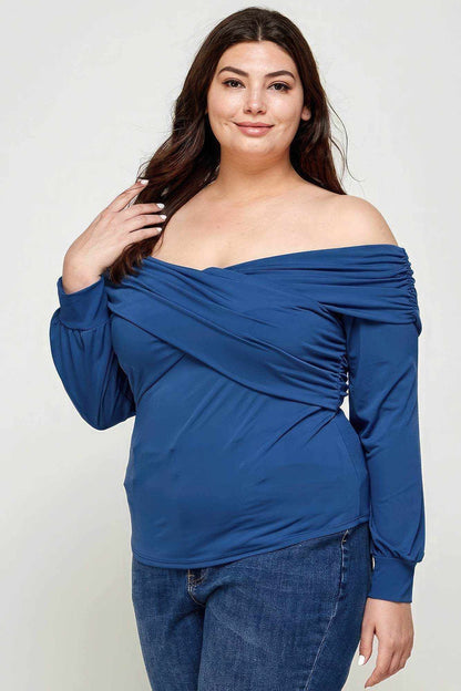 Plus Size Solid Wrap Dressy Top - Purcell's Clothing Company