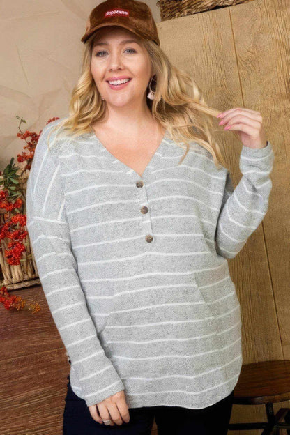 Brushed Hacci Two Tone Stripe Top - Purcell's Clothing Company