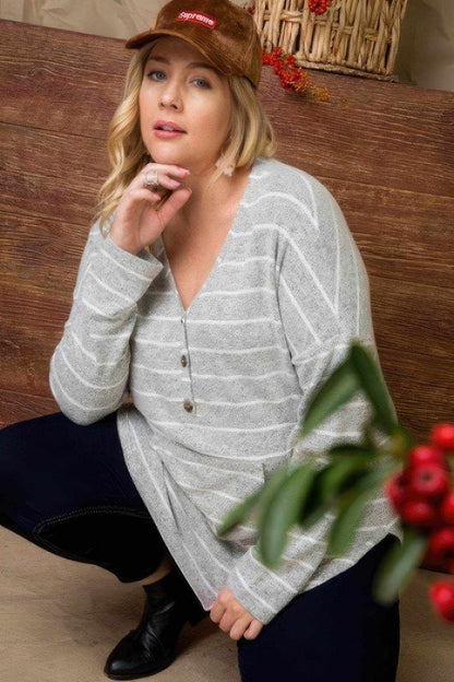 Brushed Hacci Two Tone Stripe Top - Purcell's Clothing Company