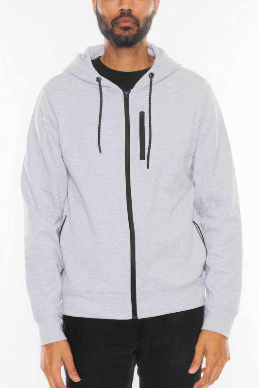 Solid Heathered Zip Up Jacket - Purcell's Clothing Company