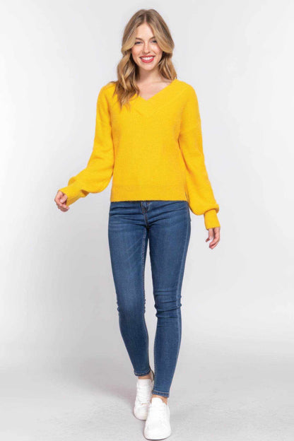 Long Slv Double V-neck Sweater - Purcell's Clothing Company