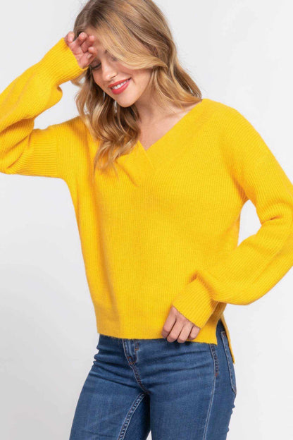Long Slv Double V-neck Sweater - Purcell's Clothing Company