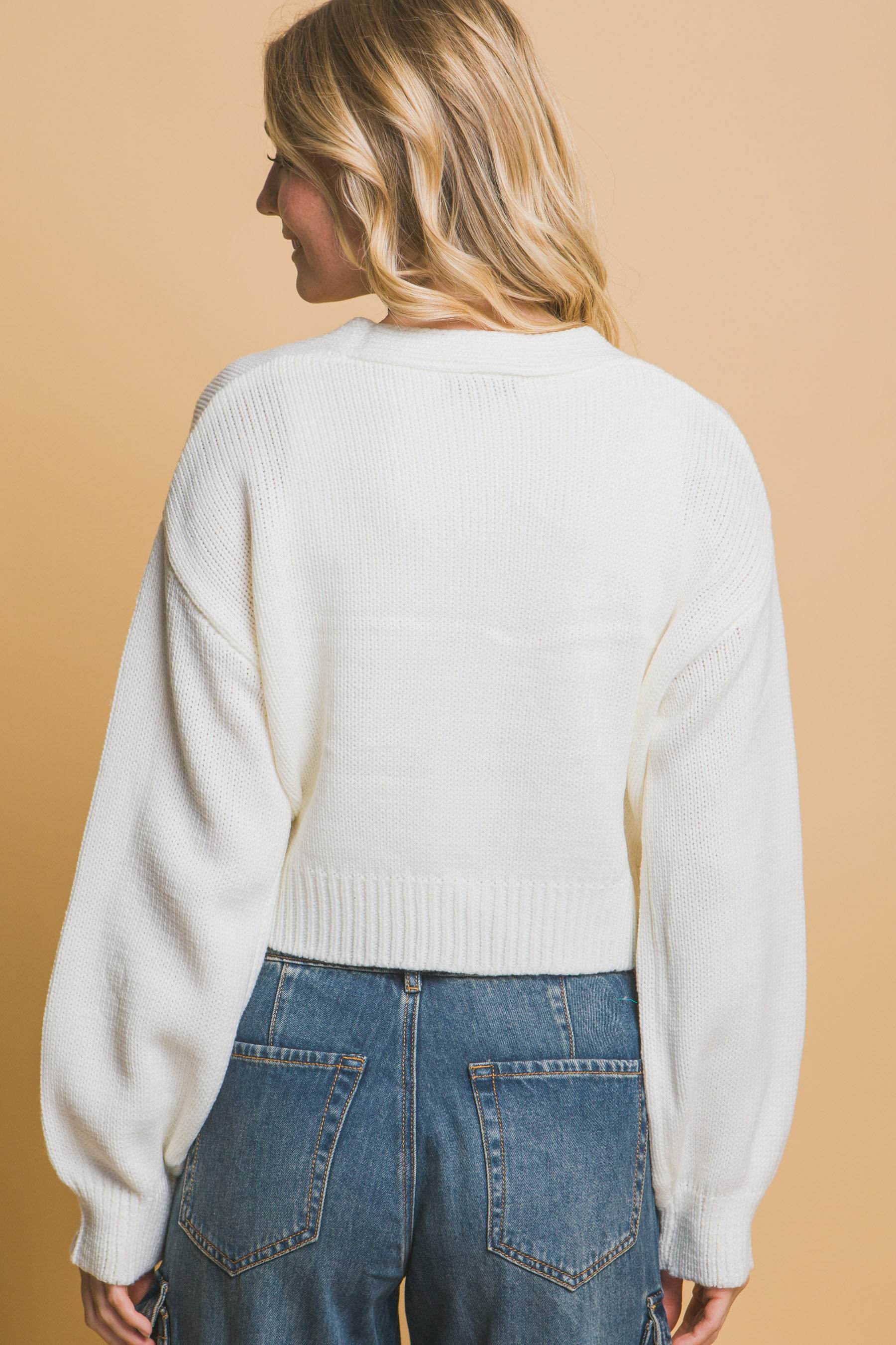 Mid cropped flower cardigan - Purcell's Clothing Company