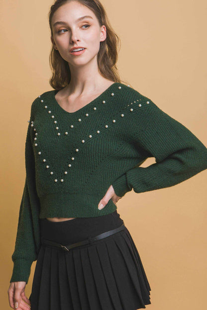 Pearl details sweater - Purcell's Clothing Company