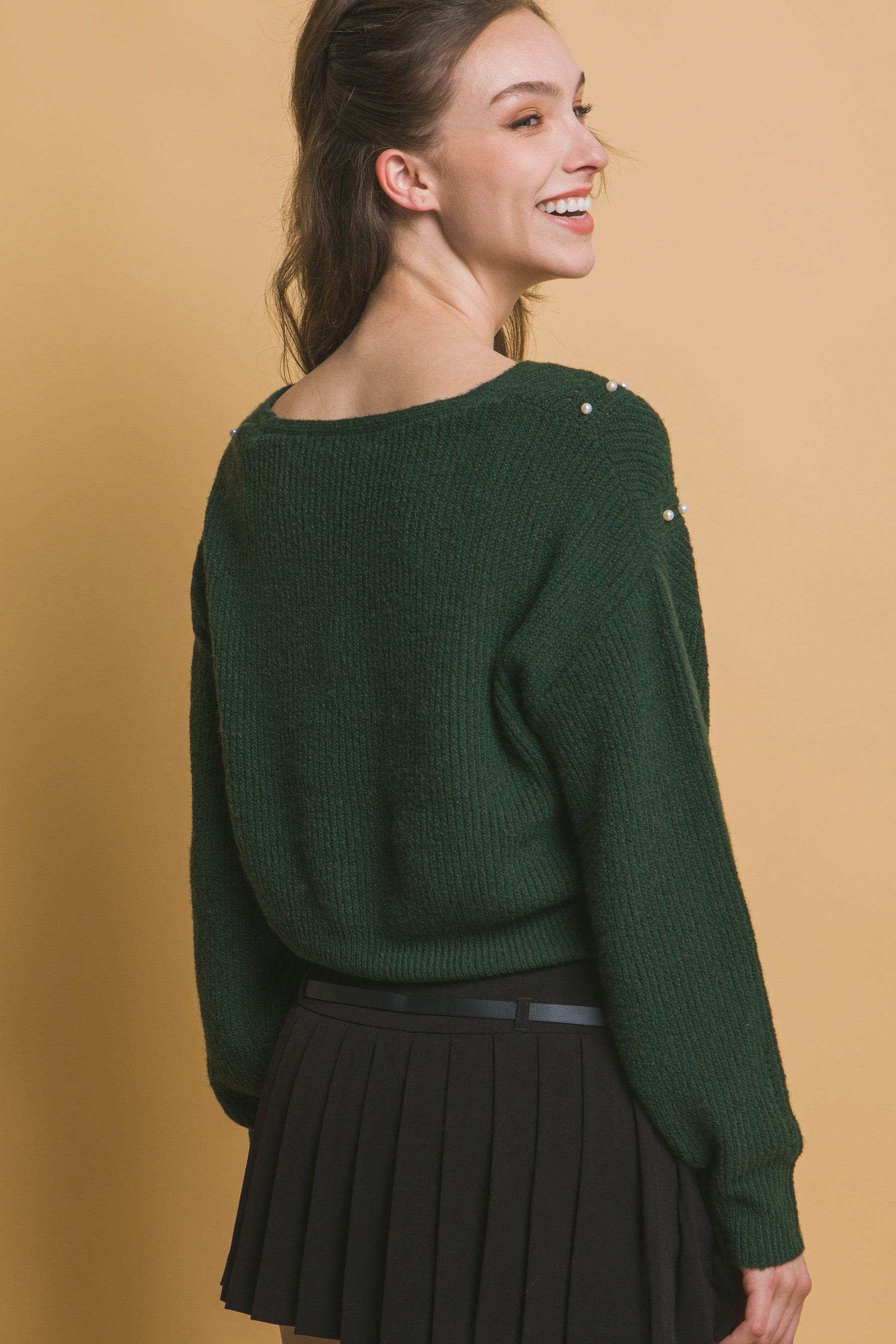 Pearl details sweater - Purcell's Clothing Company