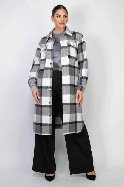 Plaid Buttoned Shacket Coat - Purcell's Clothing Company