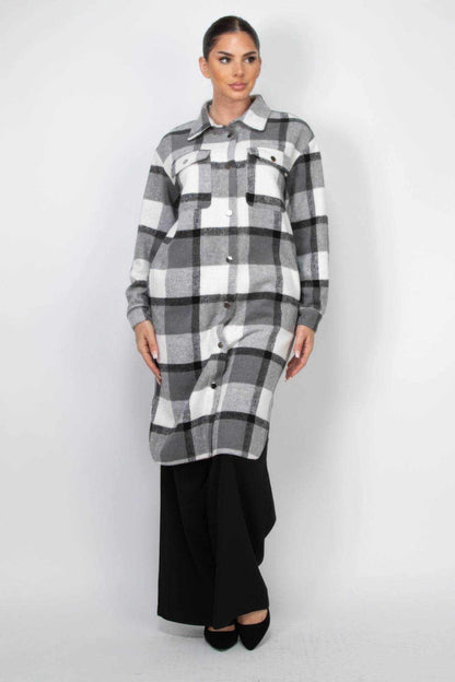 Plaid Buttoned Shacket Coat - Purcell's Clothing Company
