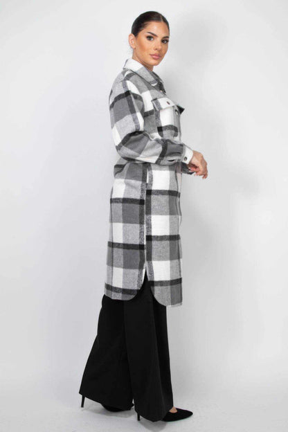 Plaid Buttoned Shacket Coat - Purcell's Clothing Company