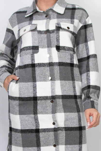 Plaid Buttoned Shacket Coat - Purcell's Clothing Company