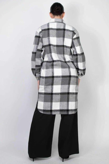 Plaid Buttoned Shacket Coat - Purcell's Clothing Company