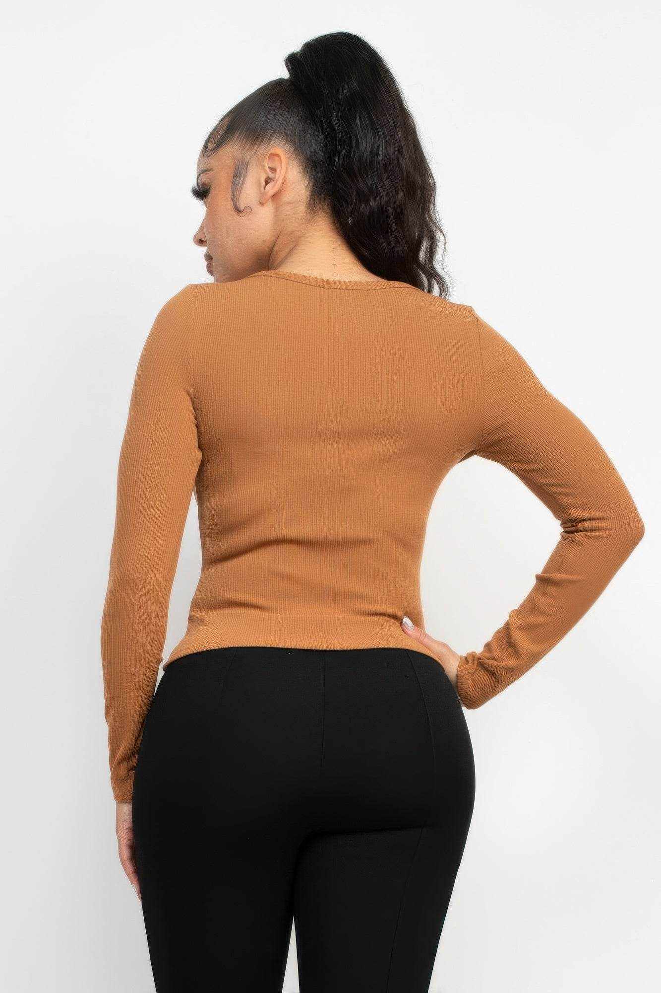Solid V-collared Neck Top - Purcell's Clothing Company