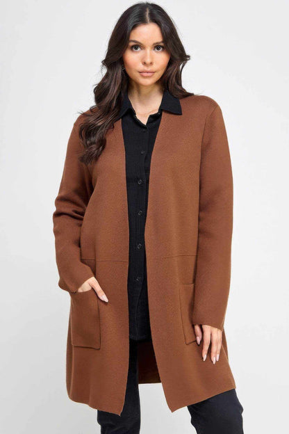 Basic Soft Long Line Open Front Sweater Cardigan - Purcell's Clothing Company