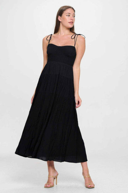 Solid Smocked Ruffle Maxi Dress - Purcell's Clothing Company