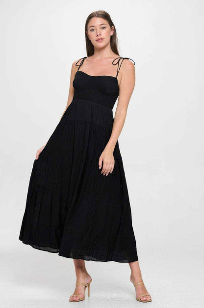 Solid Smocked Ruffle Maxi Dress - Purcell's Clothing Company