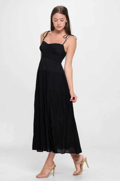 Solid Smocked Ruffle Maxi Dress - Purcell's Clothing Company