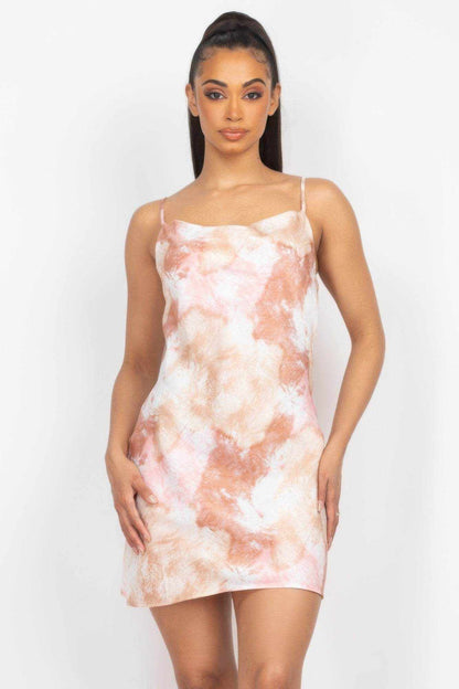 Satin Print Cowl Neck Dress - Purcell's Clothing Company