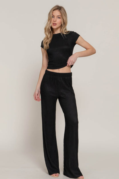 Short Slv Top & Flare Pants Set - Purcell's Clothing Company