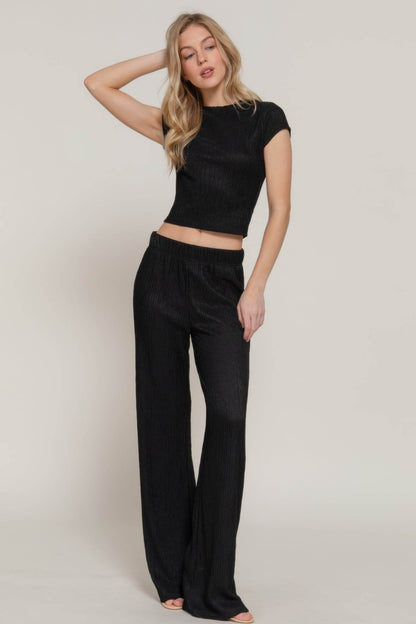 Short Slv Top & Flare Pants Set - Purcell's Clothing Company