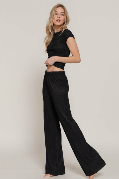 Short Slv Top & Flare Pants Set - Purcell's Clothing Company