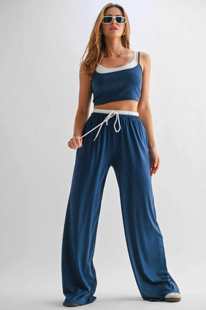 Drawstring Lounge Pants & Crop Top Set - Purcell's Clothing Company