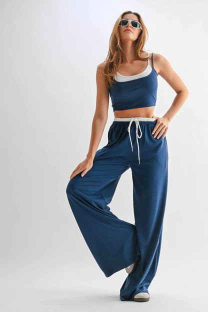 Drawstring Lounge Pants & Crop Top Set - Purcell's Clothing Company