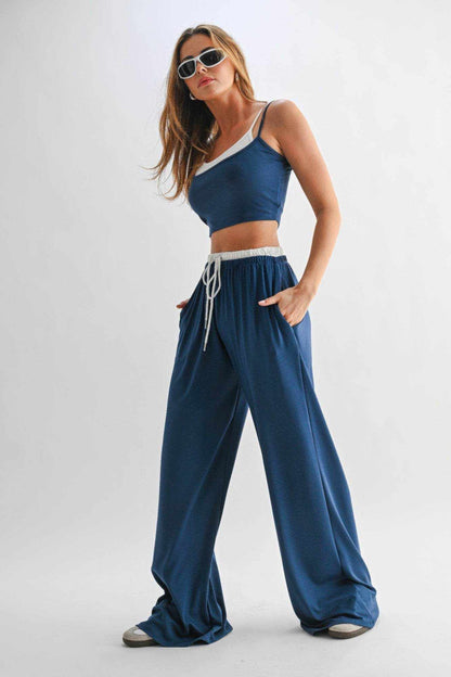Drawstring Lounge Pants & Crop Top Set - Purcell's Clothing Company