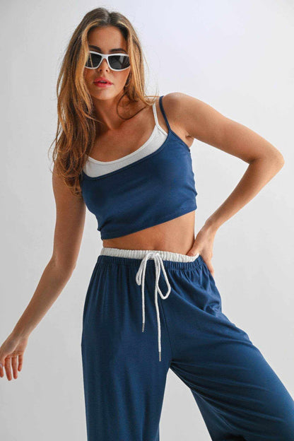 Drawstring Lounge Pants & Crop Top Set - Purcell's Clothing Company