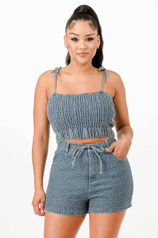 Denim Tank Top And Matching Short Set - Purcell's Clothing Company