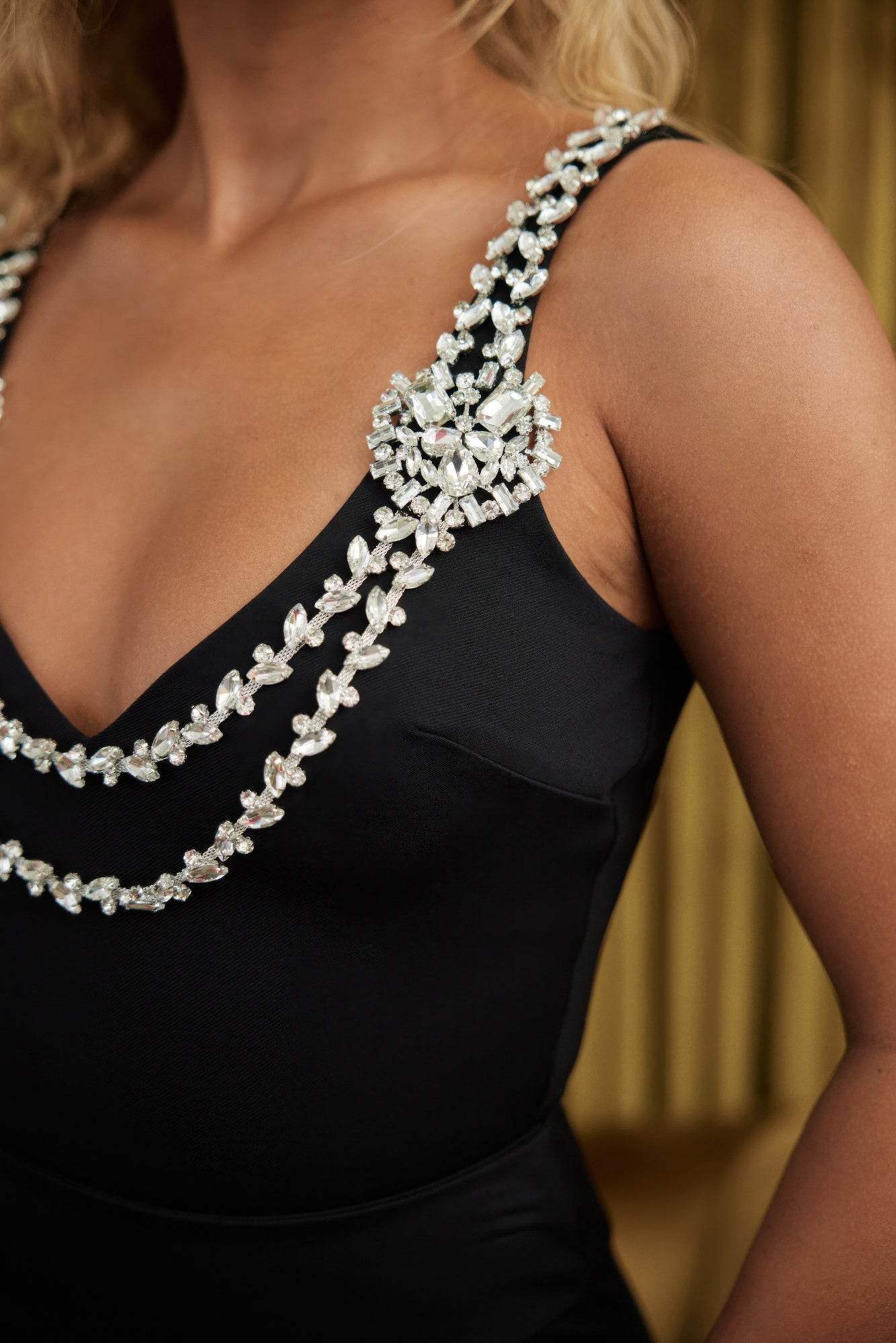 Layered Crystal Stone Strap Bodysuit - Purcell's Clothing Company