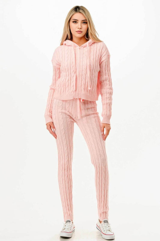 Cable Hoodie Sweater 2pcs Set - Purcell's Clothing Company