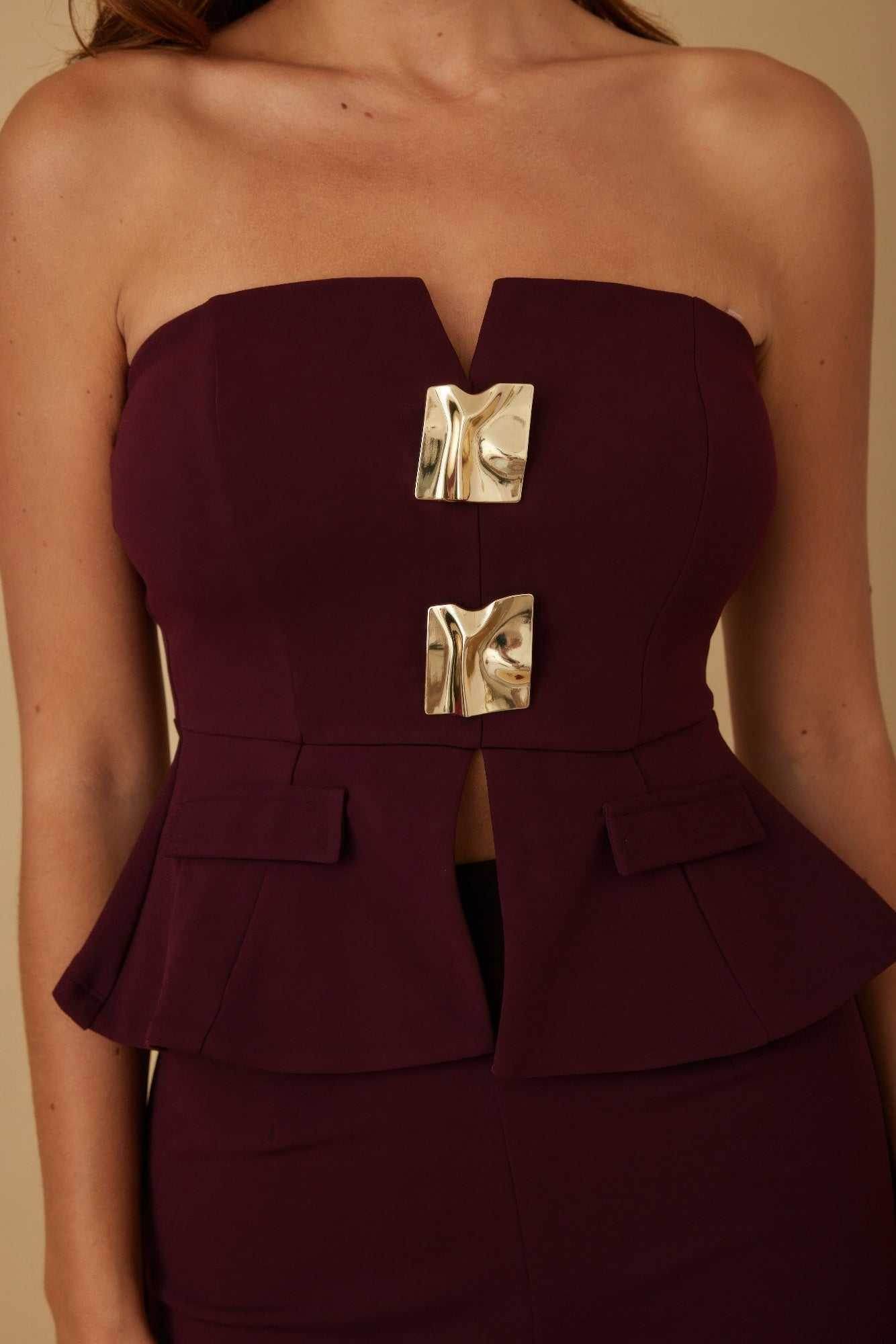 Scrunched Golden Stone Strapless Sets - Purcell's Clothing Company