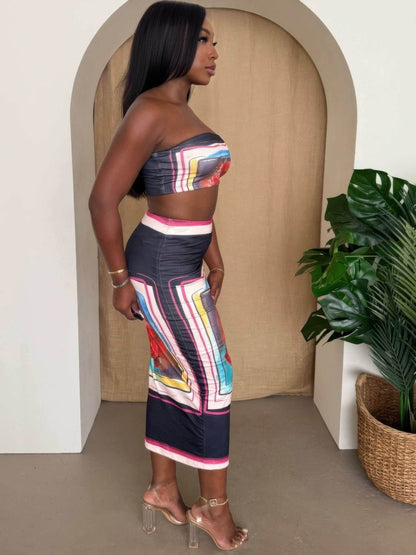 Midnight Bloom Strapless Skirt Set - Purcell's Clothing Company