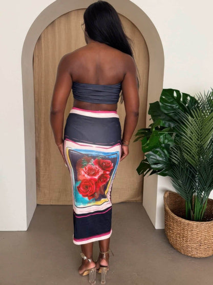 Midnight Bloom Strapless Skirt Set - Purcell's Clothing Company