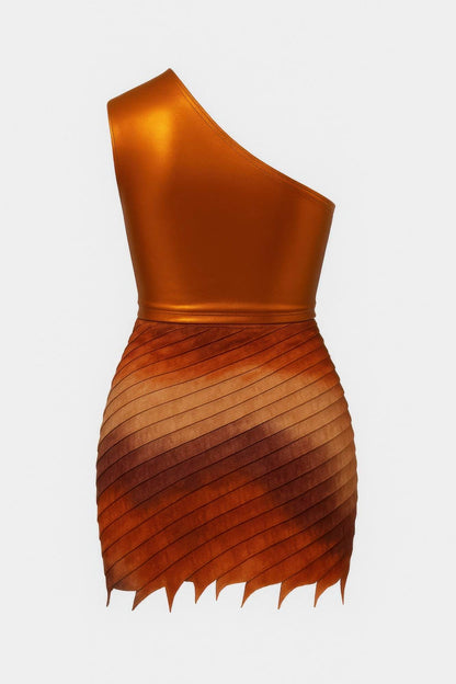 Metallic One Shoulder Bodysuit & Mini Skirt Set - Purcell's Clothing Company