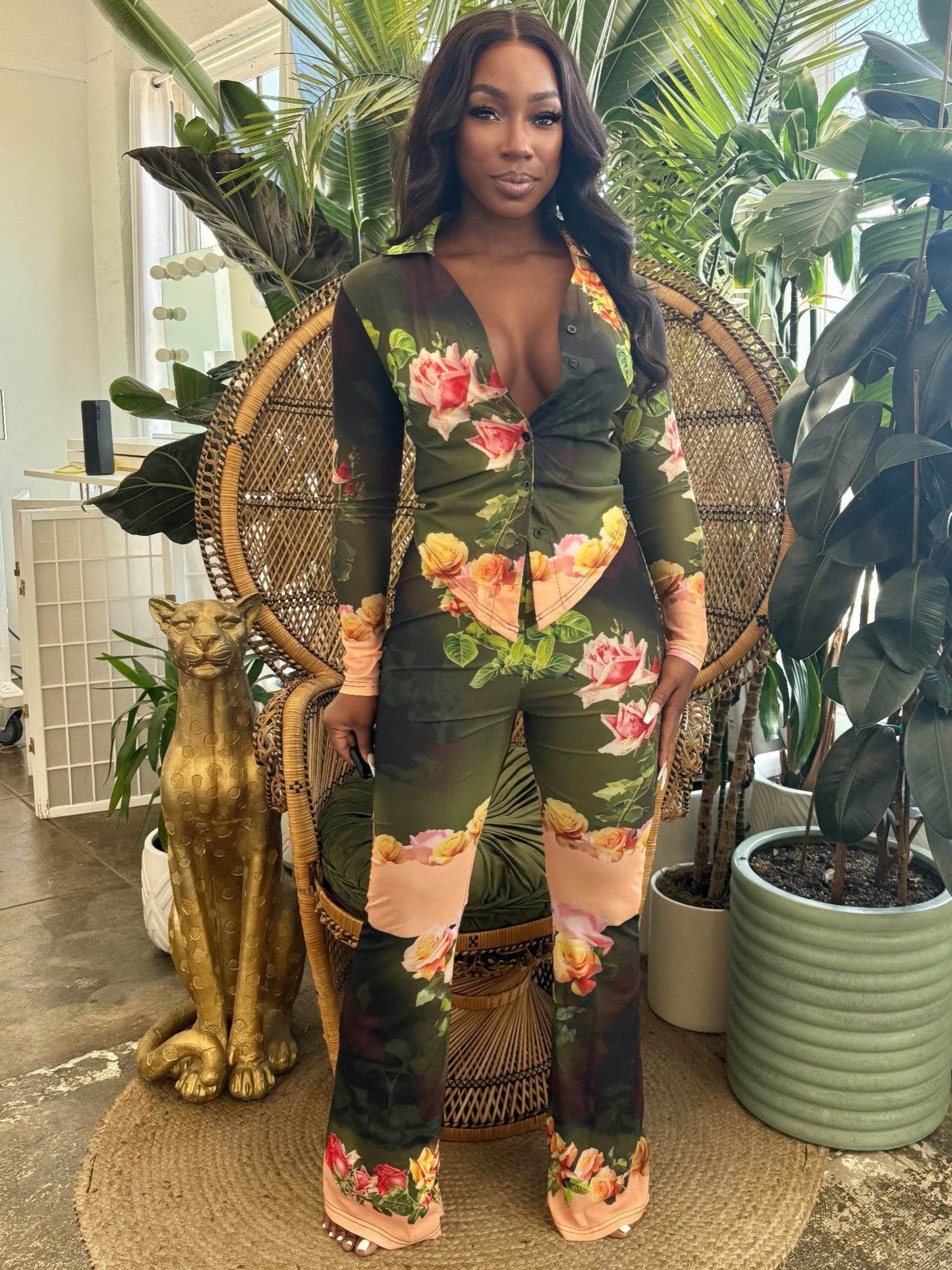 Blush Bloom Mesh Pants Set - Purcell's Clothing Company