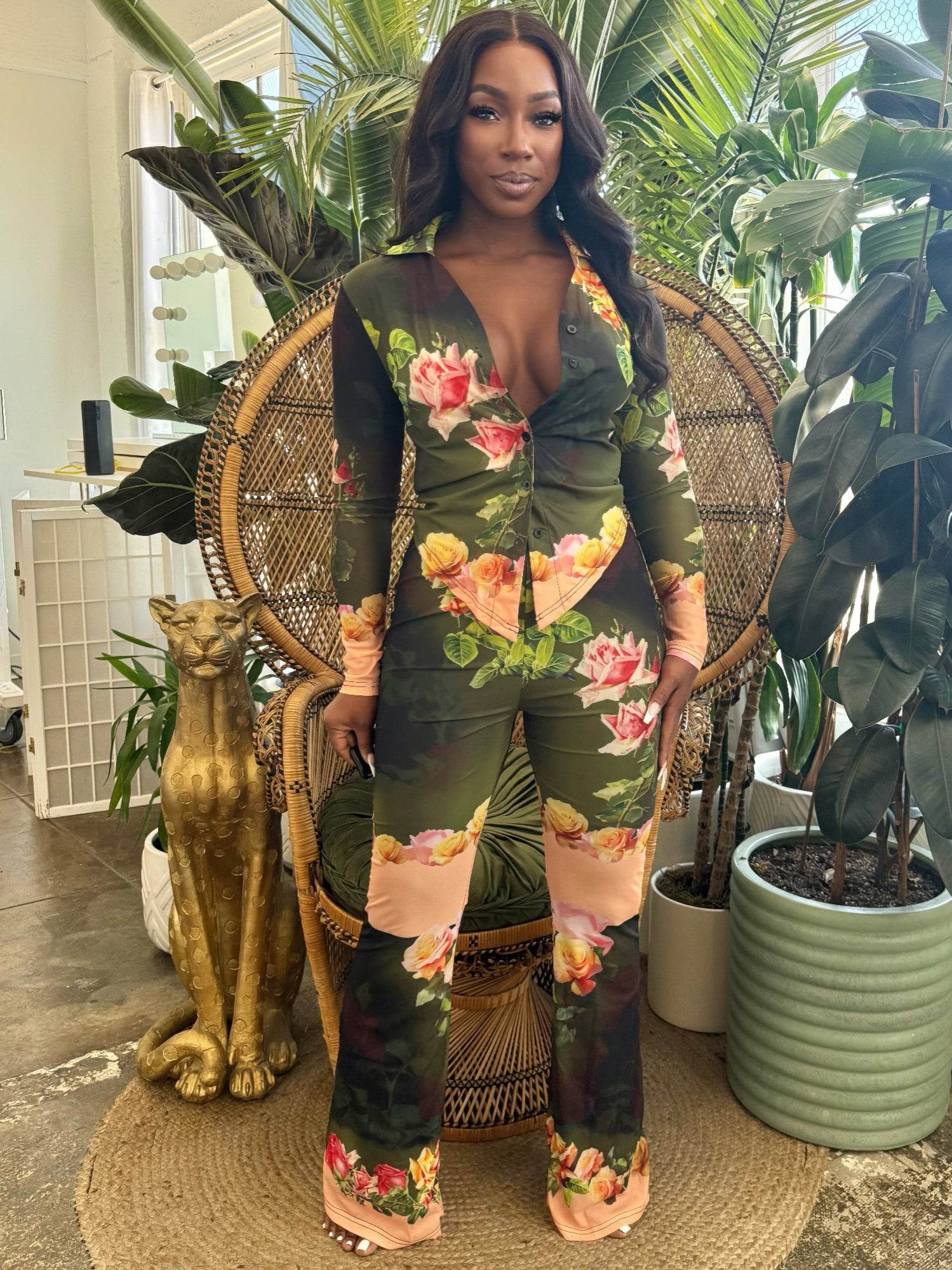 Blush Bloom Mesh Pants Set - Purcell's Clothing Company