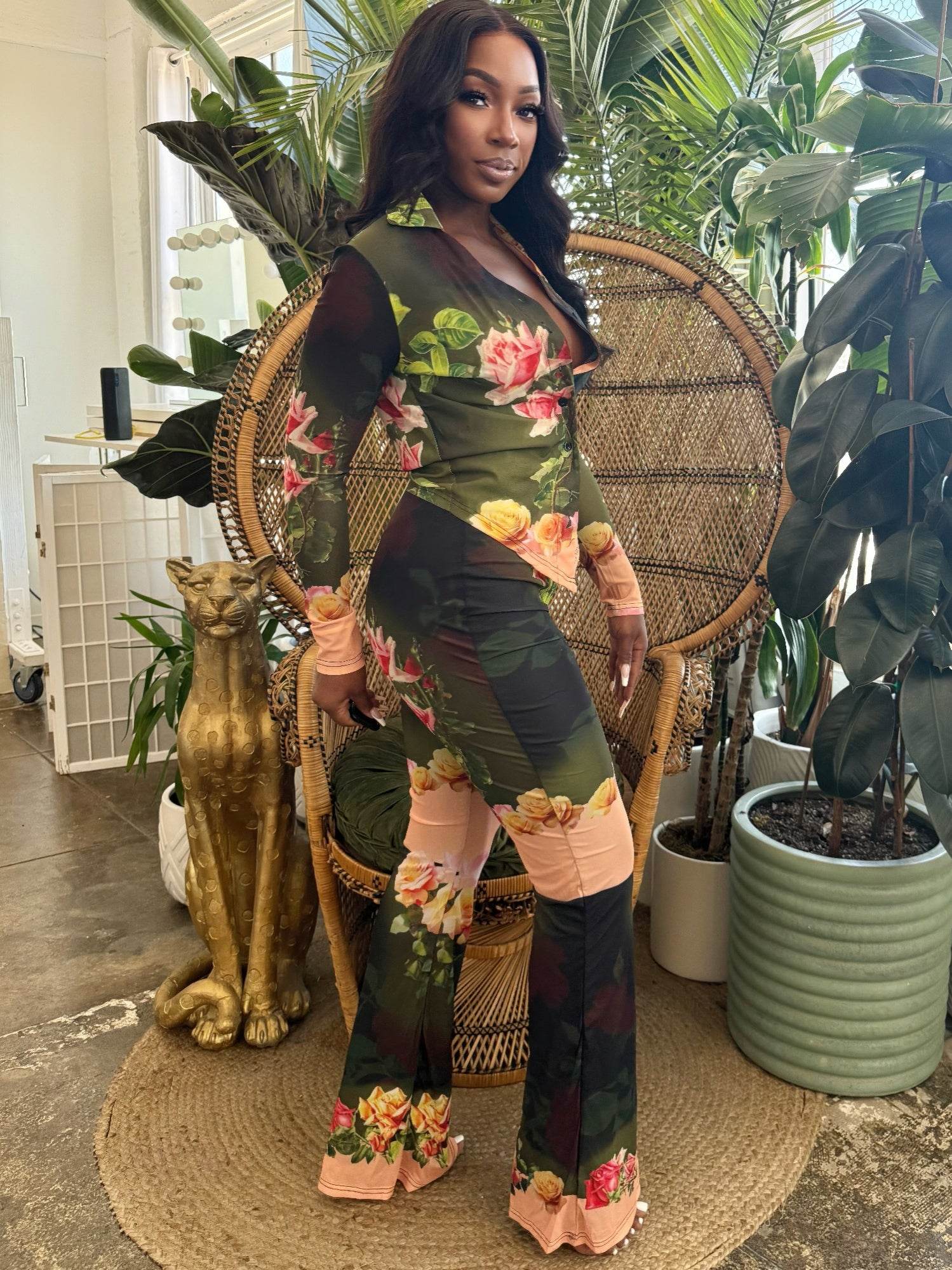 Blush Bloom Mesh Pants Set - Purcell's Clothing Company