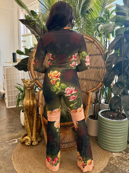 Blush Bloom Mesh Pants Set - Purcell's Clothing Company