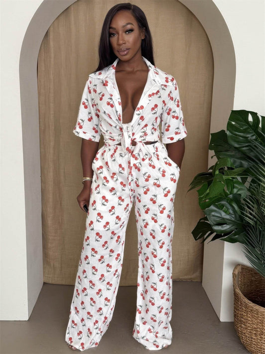Cherry Pop Wide-leg Set - Purcell's Clothing Company