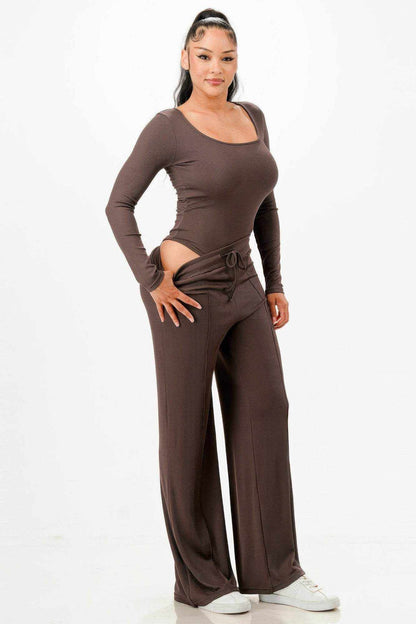 Long Sleeve Ribbed Bodysuit And Pants Set - Purcell's Clothing Company