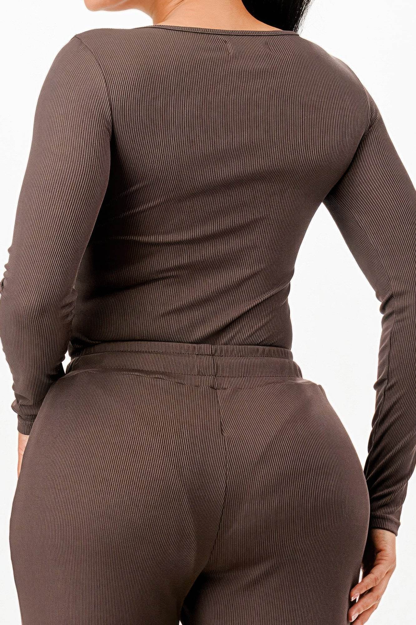 Long Sleeve Ribbed Bodysuit And Pants Set - Purcell's Clothing Company