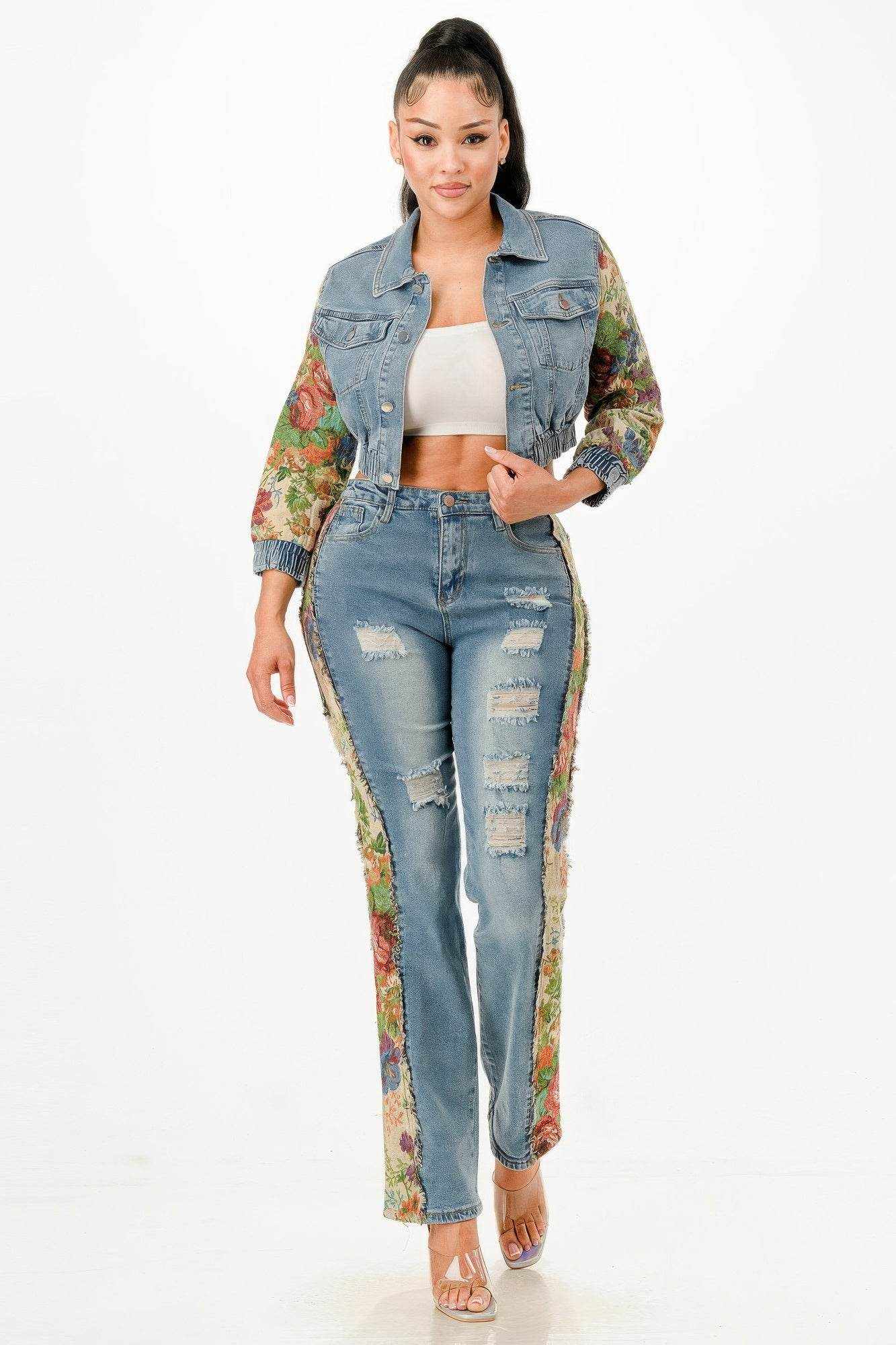 Tapestry Contrast Denim Set - Purcell's Clothing Company