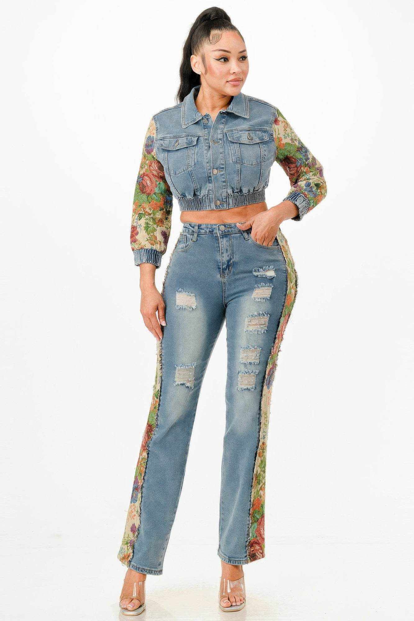 Tapestry Contrast Denim Set - Purcell's Clothing Company