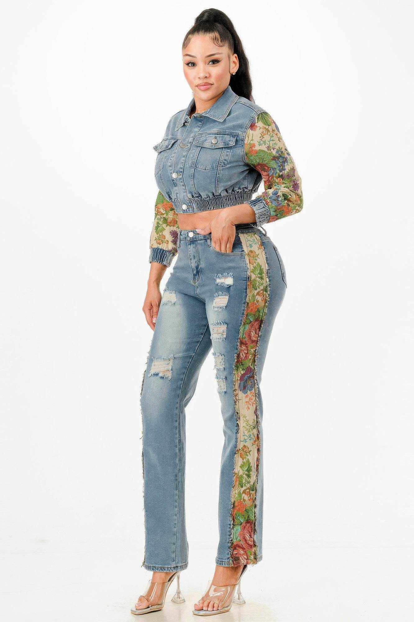 Tapestry Contrast Denim Set - Purcell's Clothing Company