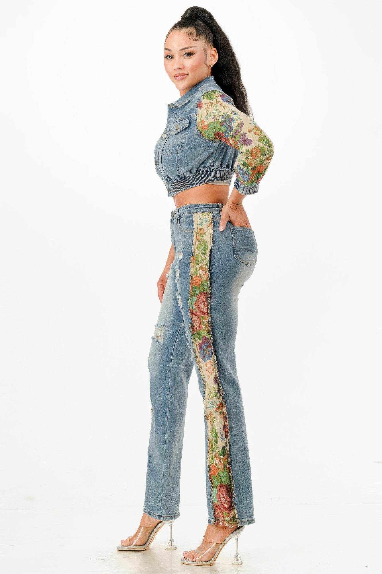 Tapestry Contrast Denim Set - Purcell's Clothing Company