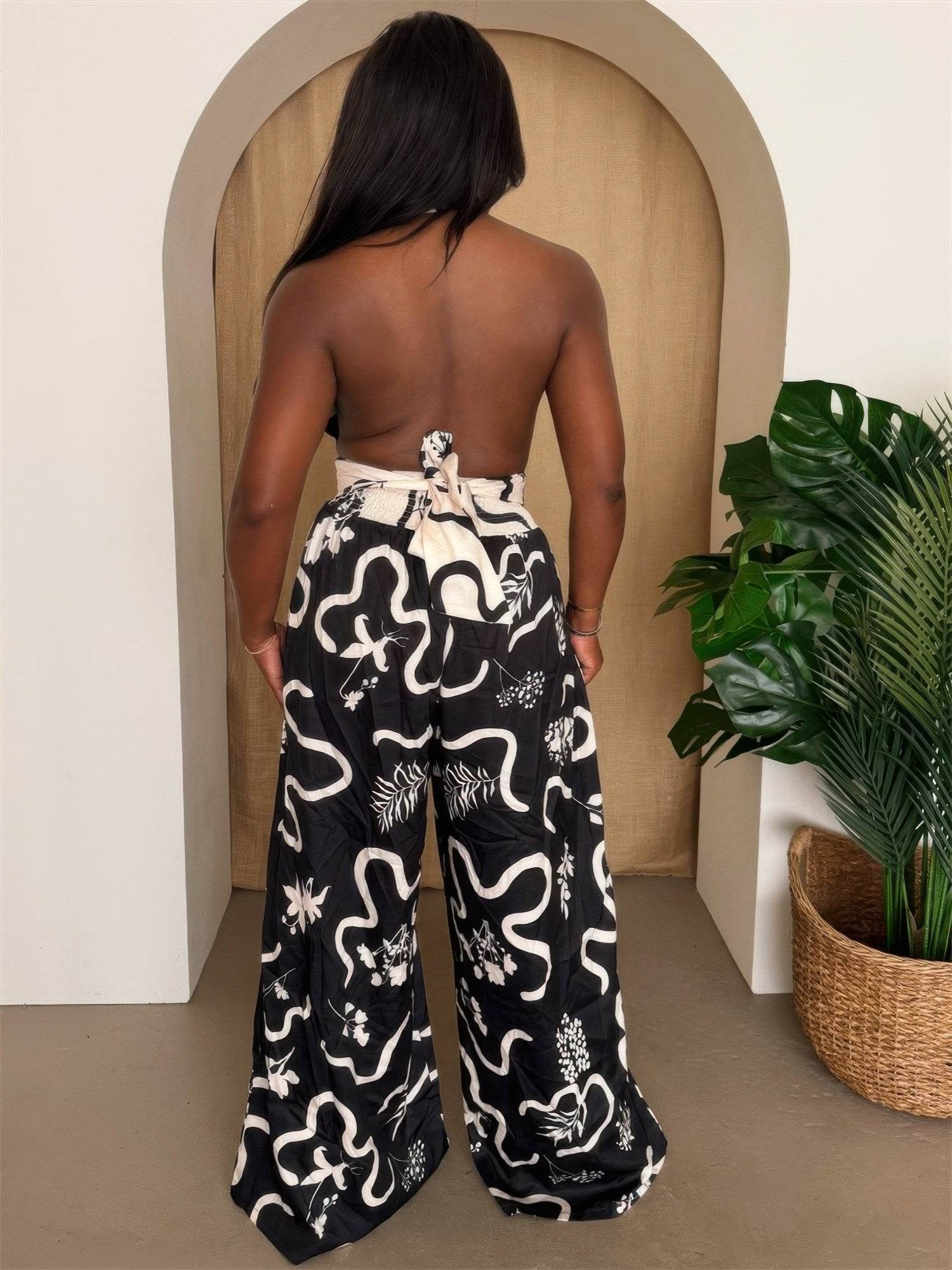 Botanic Maze Halter Wide-leg Jumpsuit - Purcell's Clothing Company